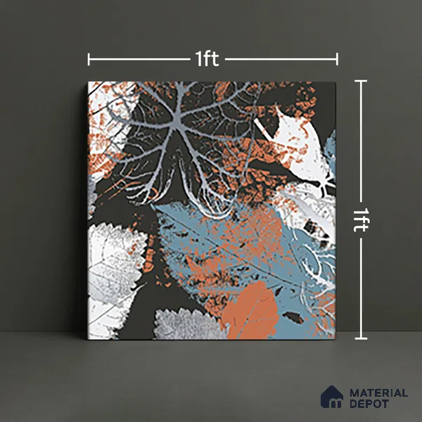 Floral Wall Tile TL 07248 C Plana 8003 GLM (Silver) 1 ft x 1 ft Ceramic Matte Finish - 9 mm  | 2 mm Spacer is Mandatory | Please Expect a Slight Variation of Pattern (Sample)